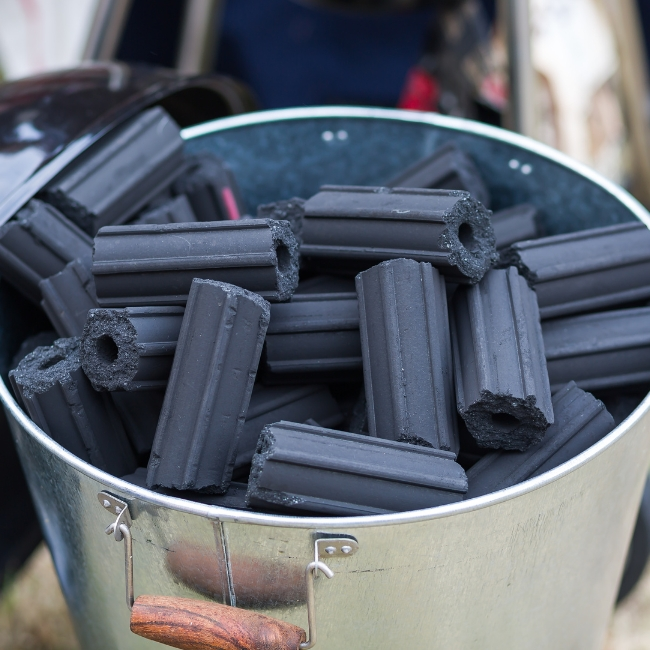 Hard and soft wood charcoal briquettes